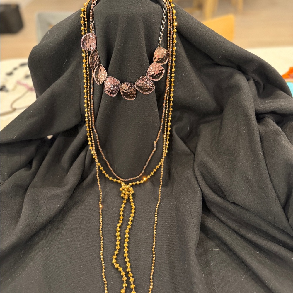 Elegant Gold and Brown Necklace Set
